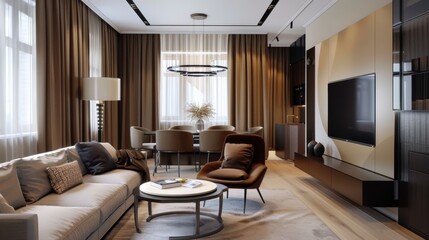 Fototapeta premium A stylish apartment with a chic interior AI generated illustration