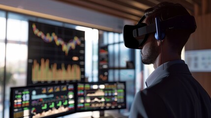 A virtual reality simulation of a financial investment portfolio AI generated illustration - obrazy, fototapety, plakaty