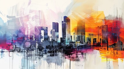 Abstract art inspired by urban landscapes AI generated illustration