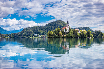 Picturesque Bled Lake with Iconic Island Church