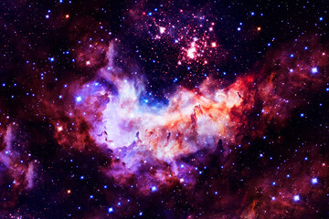 The cosmic nebula is red. Elements of this image furnished by NASA