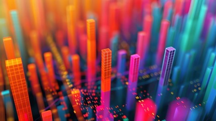 Obraz premium An abstract representation of financial data visualized as colorful patterns AI generated illustration