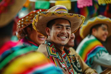 Poster mexican man in traditional sombrero smiling at cultural celebration © Klay