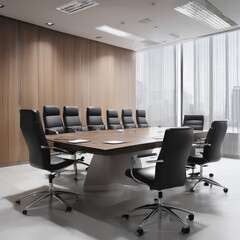 Fototapeta premium Modern Boardroom Ready for an Executive Meeting on a Bright Day