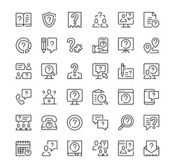 Question icons set. Vector line icons. Black outline stroke symbols
