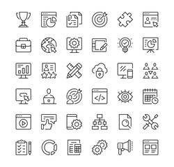 Web development icons set. Vector line icons. Black outline stroke symbols