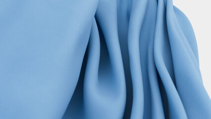 3D illustration of abstract tenderness soft blue silk background