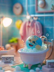 little planet Earth is sitting in the bath