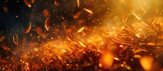 Foto op Canvas Fiery Seed Bank Explosion Vibrant Macro of Ignited Energy and Combustion in Nature © Sittichok