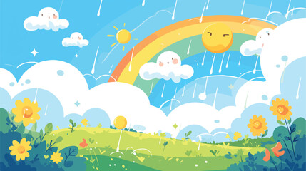 Fototapeta na wymiar Climate cloud weather 2d flat cartoon vactor illust