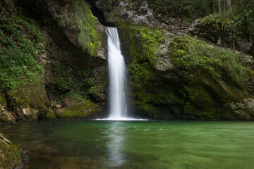 Fototapeta na wymiar Secluded Waterfall Near Nomenj, Slovenia