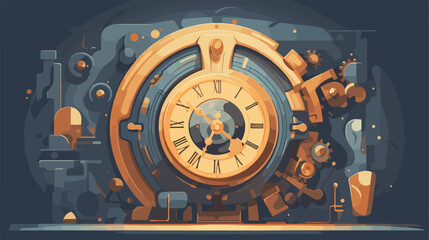 Clock lock 2d flat cartoon vactor illustration isol