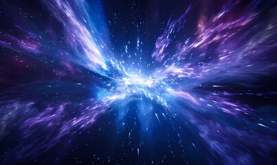 Digital abstract of a spacecraft traveling at light-speed through star-studded cosmos