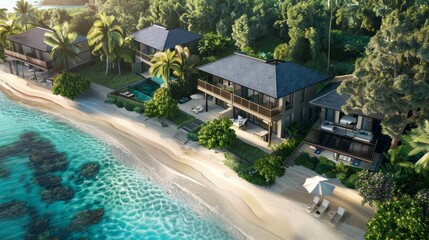 Obraz premium Beachfront villas with private access AI generated illustration
