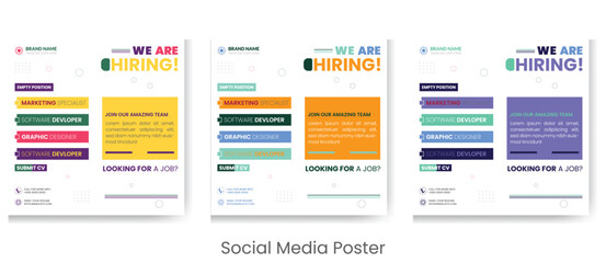 Hiring agency social media post template. Hiring agency banner design. Hiring agency concept. Vector illustration