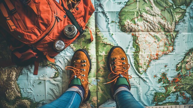 Backpacking Adventures Images representing backpacking trips budget travel experiences and hostel stays for adventurous explorers on a tight budget  AI generated illustration