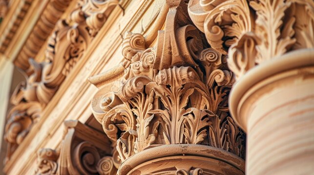 Close-up of ornate carvings on a historic government building  AI generated illustration