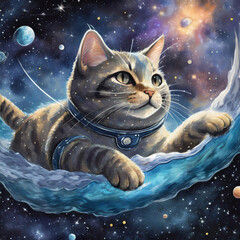 우주를 유영하는 고양이