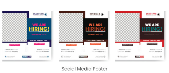 Hiring agency social media post template. Hiring agency banner design. Hiring agency concept. Vector illustration
