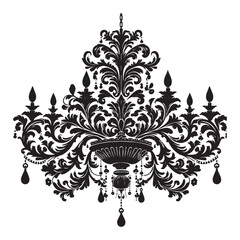 ornate chandelier silhouette art, Black and White Ornate Chandelier Art, Classic Chandelier Illustration, ornate chandelier silhouette PNG, ornate chandelier silhouette drawing
