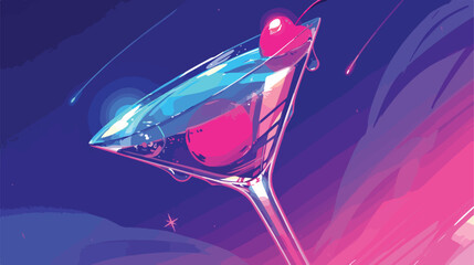 Cocktail party illustration. With drink glass and n - obrazy, fototapety, plakaty
