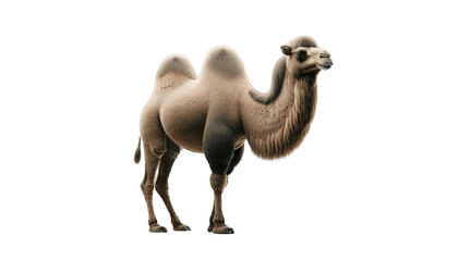 A camel standing on a white background