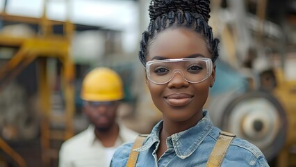 Breaking Gender Norms: Female Engineer Takes the Lead over Male Worker at Construction Site. Concept Gender Equality, Workplace Diversity, Breaking Stereotypes, Women in Construction
