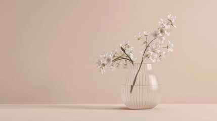 Blank mockup of a modern wireframe vase with an asymmetrical shape perfect for displaying flowers in a sculptural way. . - obrazy, fototapety, plakaty
