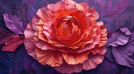 Papercut Rose in Full Bloom A Vibrant Floral Masterpiece