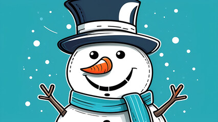 Smiling snowman me for coloring book