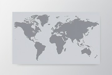 A gray map of the world is displayed on a white wall. Generative AI