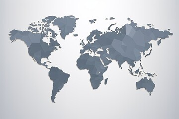 Fototapeta premium Grey and white map of the world intricately created using triangular shapes. Generative AI