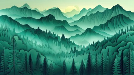 Papercut Forest Intricate Mountain Range Celebrates Natural Beauty