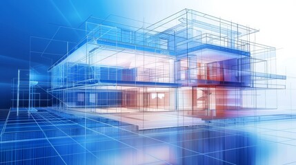 Obraz premium An intricately detailed blueprint for a modern mansion AI generated illustration