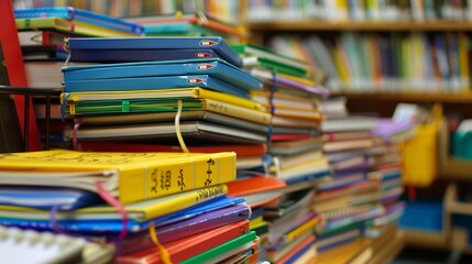 Educational Resources Photos depicting educational materials textbooks and learning resources for teachers and students  AI generated illustration