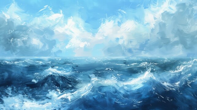 blue ocean white clouds paint tool turbulent extremely header highly maritime princess