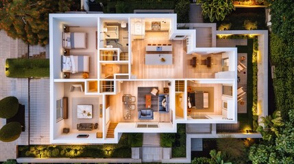 Geometry-inspired house plan with hidden rooms  AI generated illustration