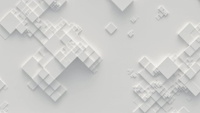 Abstract motion background from random moving cubes, seamless loop animation