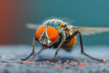 macro photo of big nasty dirty housefly, generative AI