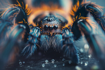 big dangerous poisonous tarantula spider, generative AI - obrazy, fototapety, plakaty