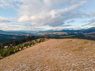 landscape with mountains and sky drone view