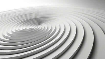 3D rendered abstract white spiral design creating an illusion of infinite depth.