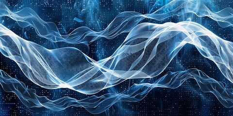 closeup wave blue smoke background vector technical documents quantum leap interconnections digital diatoms flowing forms hypersphere graphics