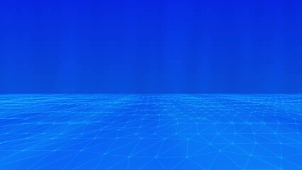 Abstract technology blue background with animated waving dots and lines texture loop motion background animation - Powered by Adobe