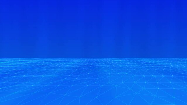 Abstract technology blue background with animated waving dots and lines texture loop motion background animation