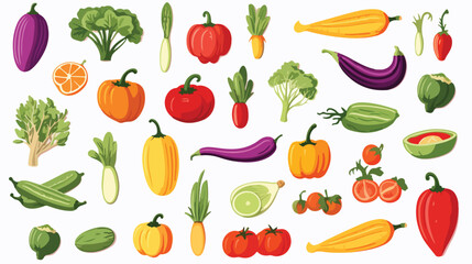 Collection of colorful hand drawn fresh delicious v
