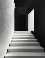 Ascending Stairs in Black and White
