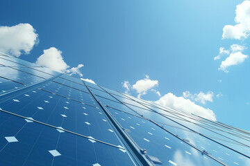 photovoltaic solar panels producing ecological green renewable energy, generative AI - obrazy, fototapety, plakaty