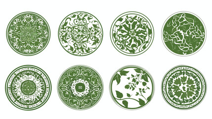 Collection of curved circular oriental ornaments dr