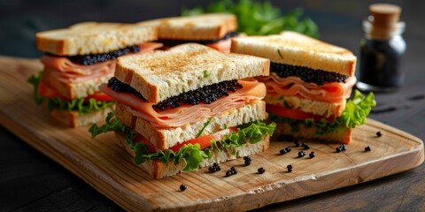 delicious sandwiches with caviar Generative AI